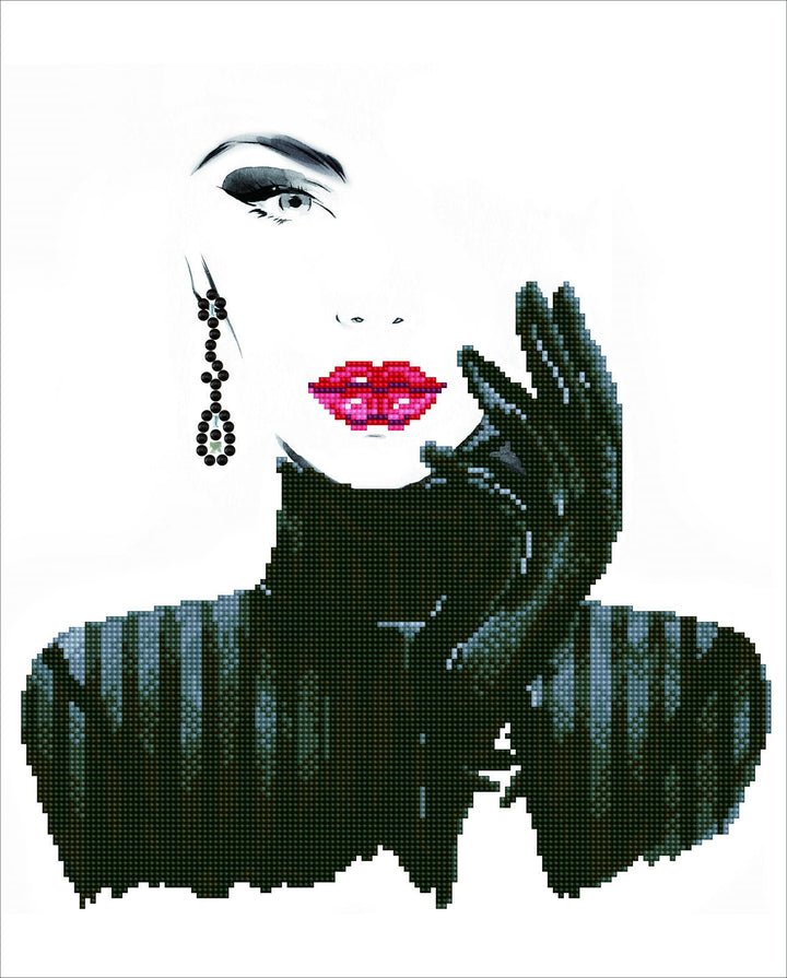 Diamond Dotz Lady in Black - 20.5 x 16.5 in