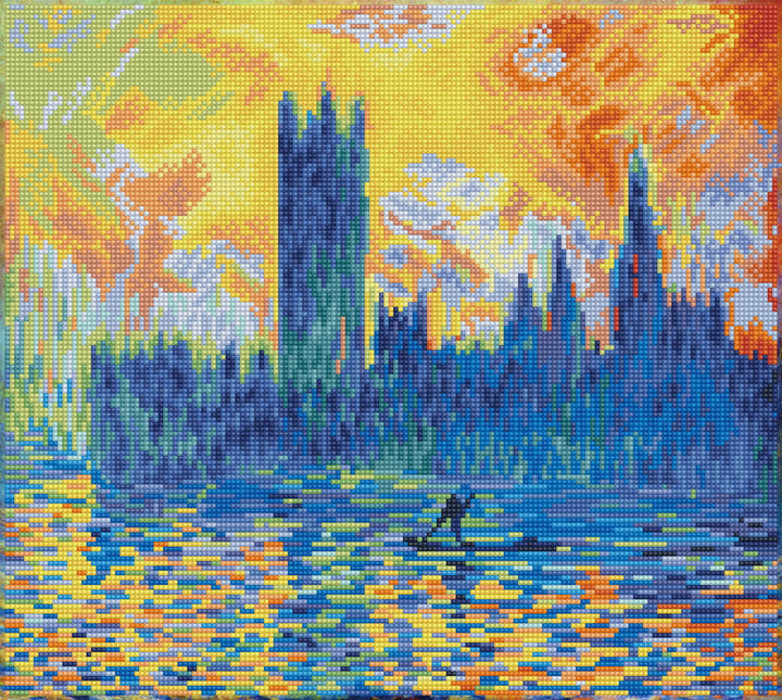 Diamond Dotz London Parliament In Winter (Après Monet) - 18.1 x 16.1 in