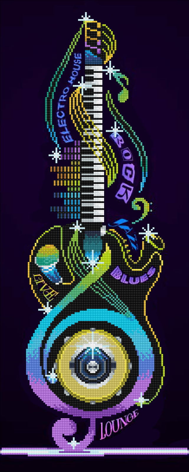 Diamond Dotz Guitar Icon - 12 x 30 in