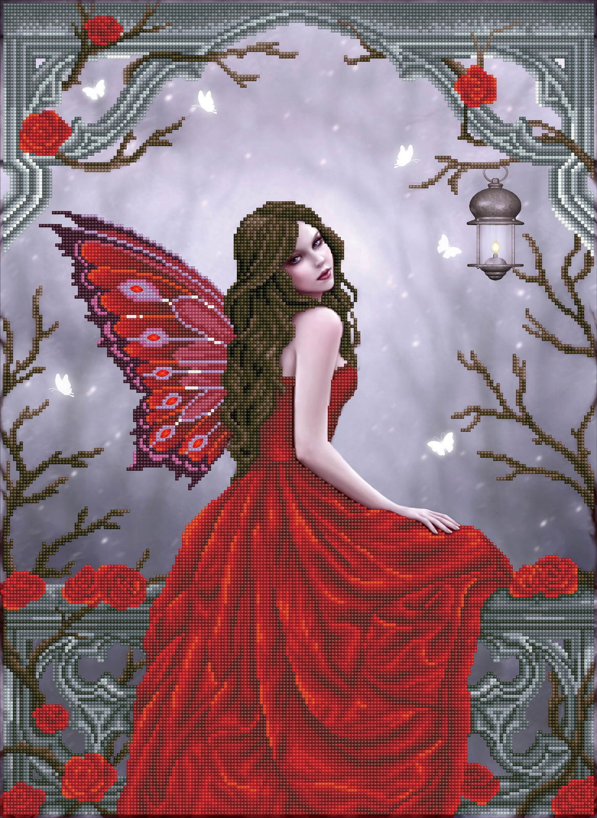 Winter Rose Fairy | Diamond Painting Kits Fairies | Diamond Dotz