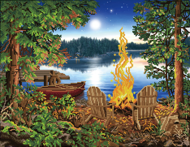 Diamond Dotz Lakeside Red Canoe - 20.08 x 25.98 in