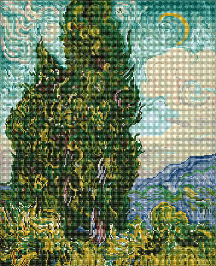 Diamond Dotz Cypresses (après Van Gogh) - 24.6 x 19.9 in
