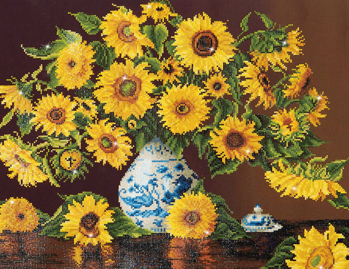 Diamond Dotz Sunflowers in a China Vase - 28 x 22 in