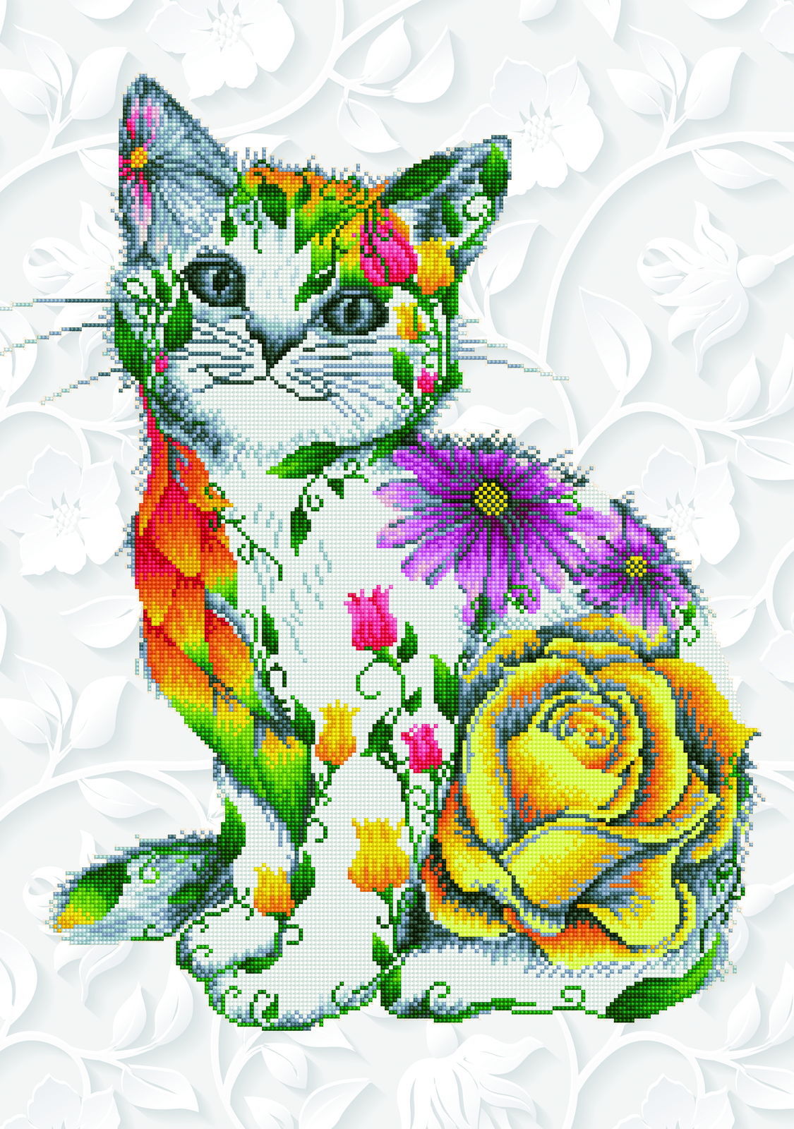 色鉛筆画「CAT WALK」レプリカ Flower Puss | Diamond Painting Kits Cats | Diamond Dotz – DIAMOND DOTZ