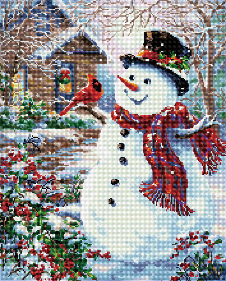 Diamond Dotz Snowman & Feathered Friend - 24.41 x 19.69 in