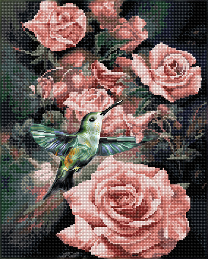 Diamond Dotz Roses & Hummingbird - Masterclass - 15.7 x 19.7 in