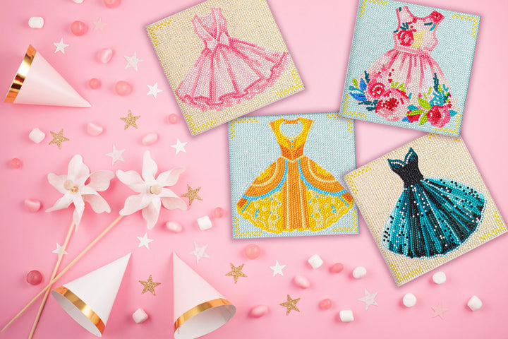 Diamond Dotz Party Dresses - 8.7 x 8.7 in Each