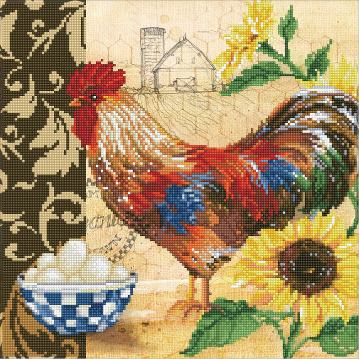 Diamond Dotz Country Rooster - 16.1 x 16.1 in