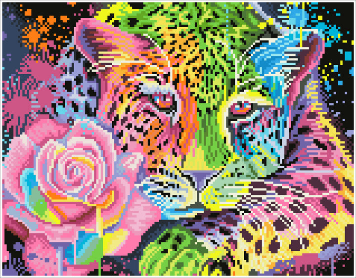 Diamond Dotz Neon Rainbow Leopard - 13.7 x 17.6 in