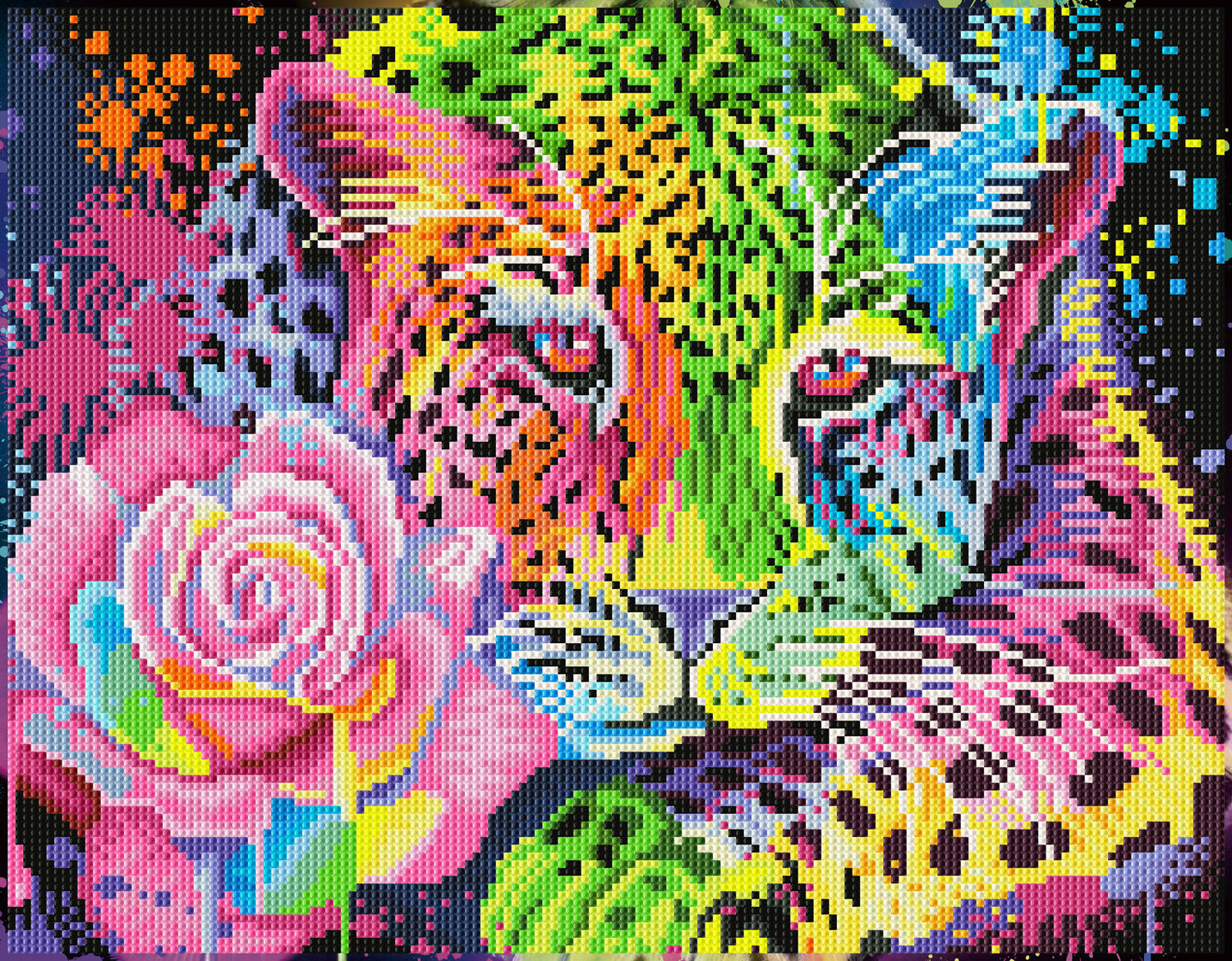 Neon Rainbow Leopard Kit | Diamond Painting Kits Neon