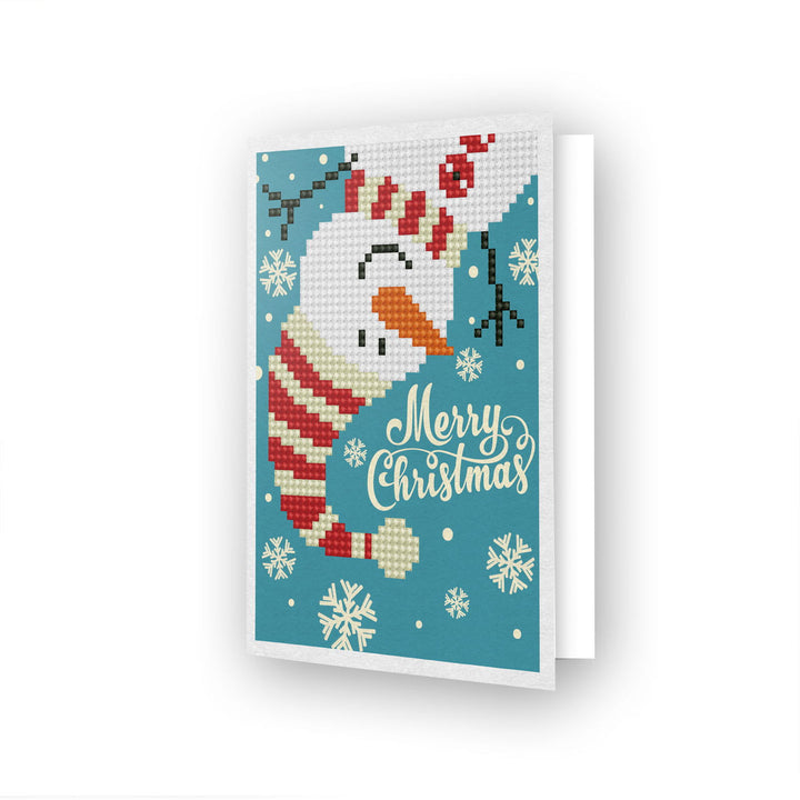 Diamond Dotz Merry Christmas Snowman - Diamond Painting Greeting Card