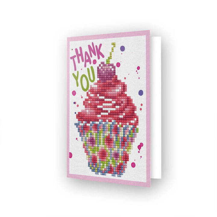 Diamond Dotz Cup Cake Thank You - Diamond Painting Greeting Card