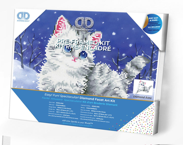 Diamond Dotz Kitten in the Snow with Frame - 14.0" x 11.0"