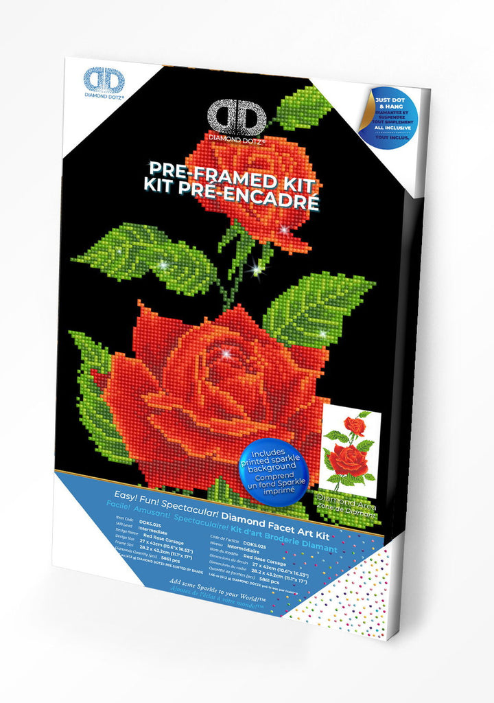 Diamond Dotz Red Rose Corsage with Frame - 10.6" x 16.5"