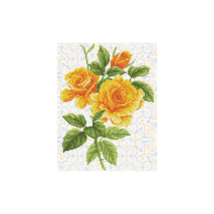 Diamond Dotz Yellow Rose Bouquet with Frame - 11.0" x 14.2"