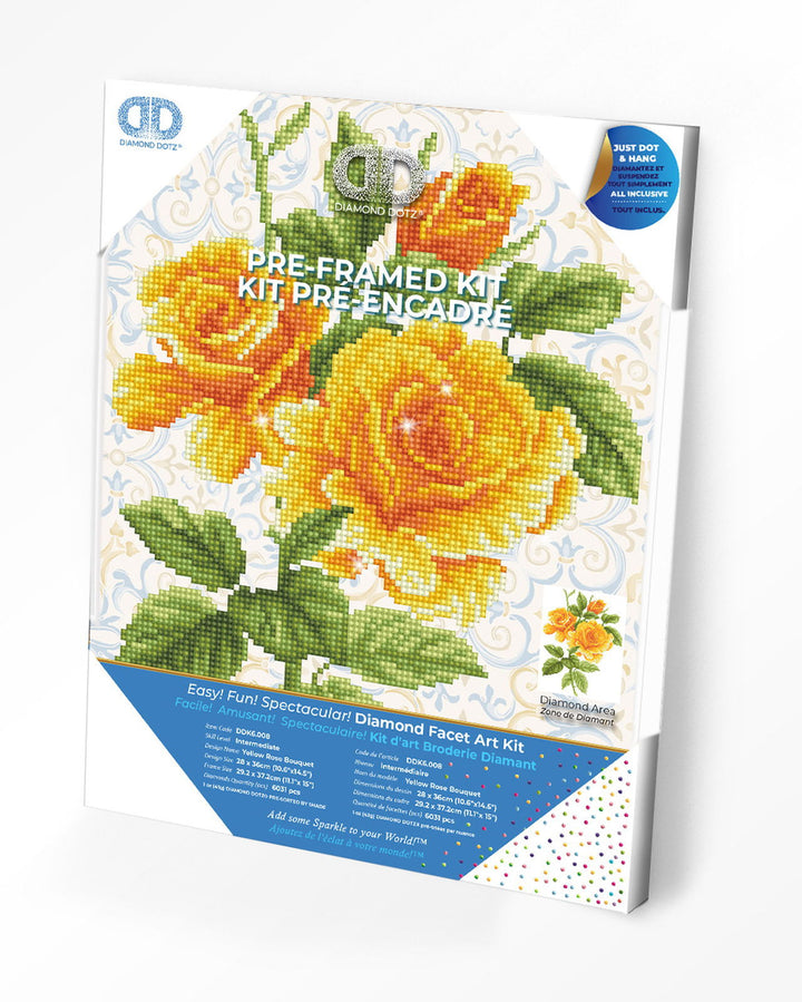 Diamond Dotz Yellow Rose Bouquet with Frame - 11.0" x 14.2"