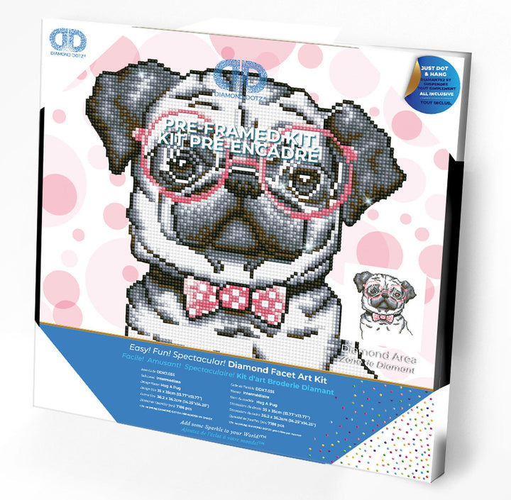 Diamond Dotz Hug A Pug with Frame - 16 x 12 in