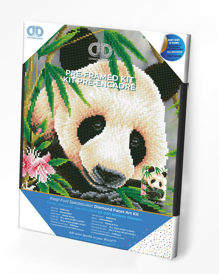 Diamond Dotz Panda Prince with Frame - 11.8" x 15.8"