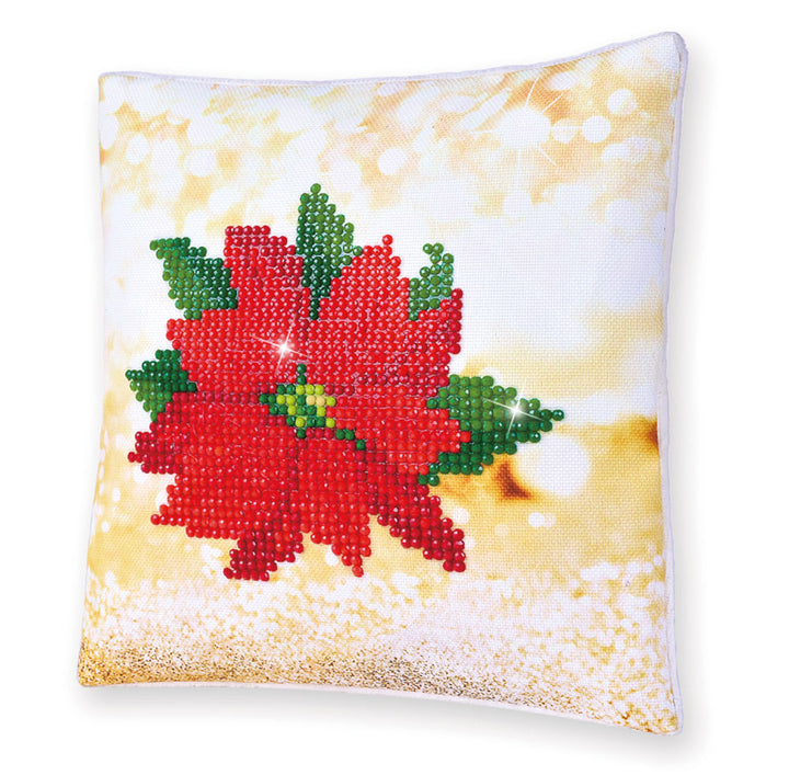 Diamond Dotz Pointsettia Pillow - 7 x 7 in