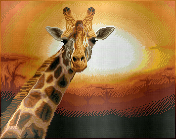 Diamond Dotz Sunset Giraffe  Amboseli National Park Kenya - 18.5 x 14.57 in