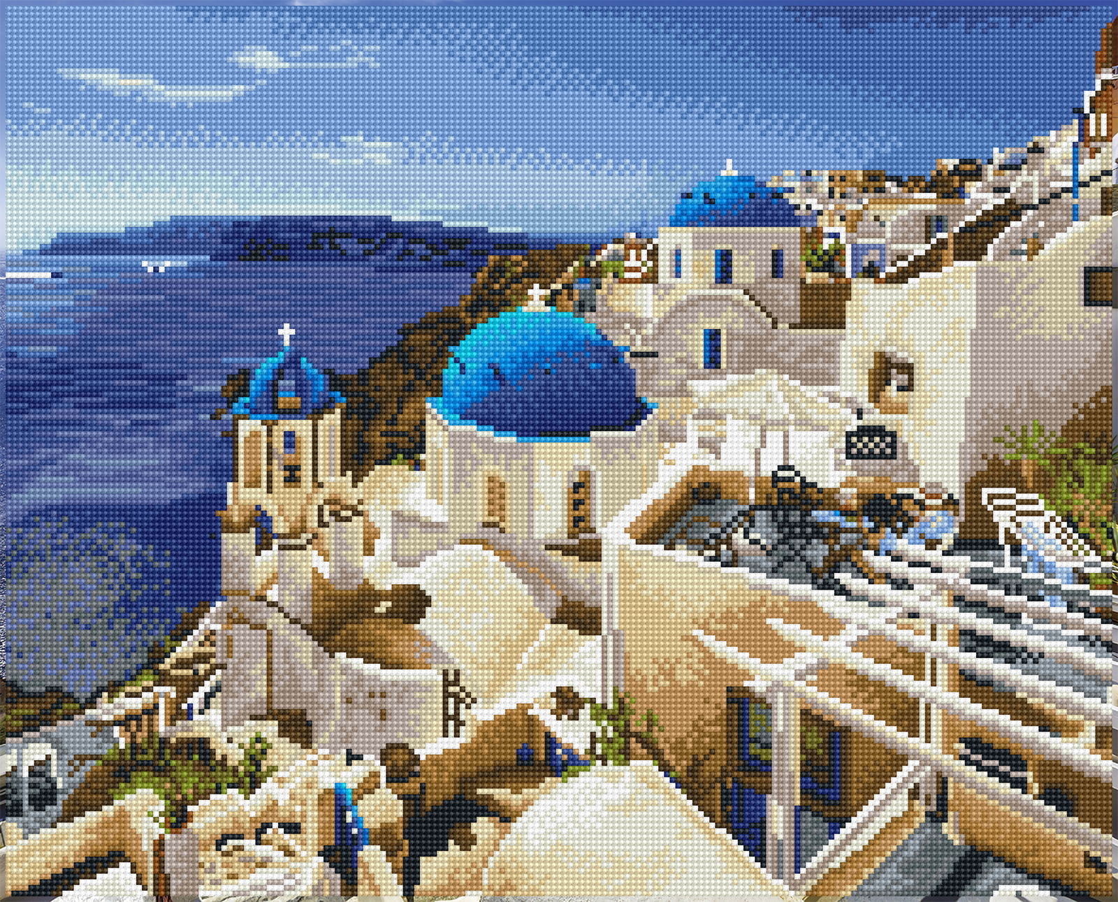 Santorini Blue | Diamond Painting Kits Travel | Diamond Dotz