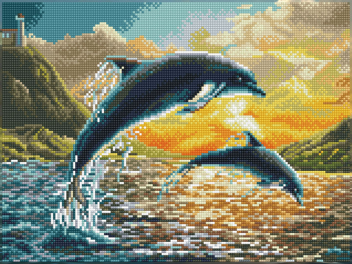Diamond Dotz Dolphin Sunset - 12.4 x 16.54 in