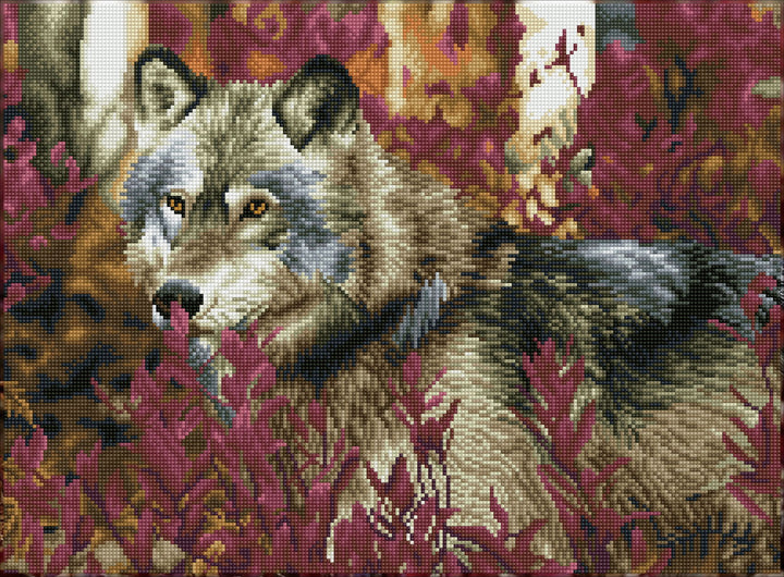 Diamond Dotz Autumn Wolf Pre-Framed Kit - 22.4" x 16.5"