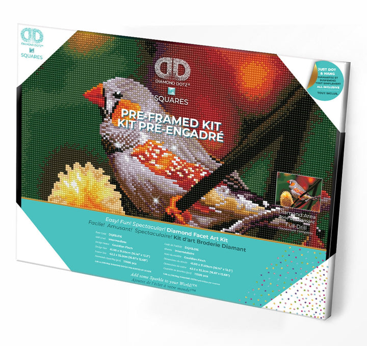 Diamond Dotz Gouldian Finch Pre-Framed Kit - 16.1" x 12.2"