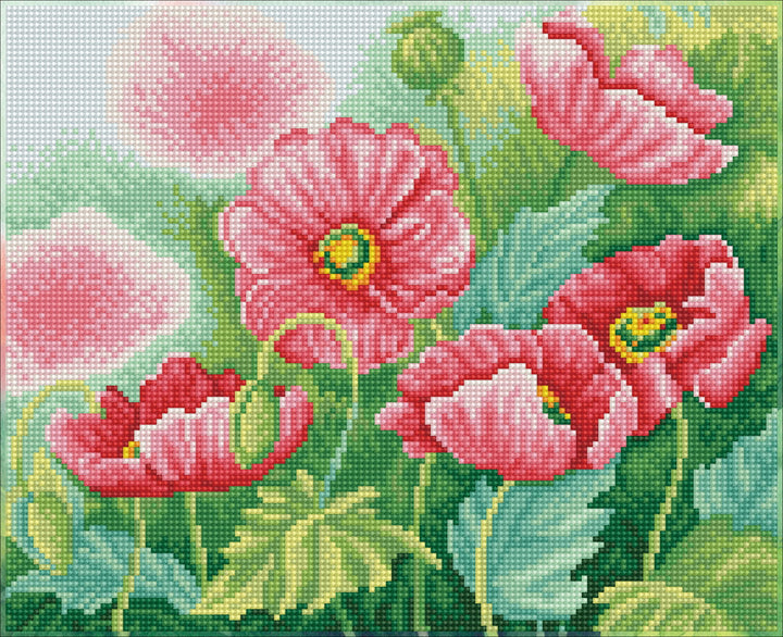 Diamond Dotz Watercolour Poppies Pre-Framed Kit - 14.6" x 11.8"