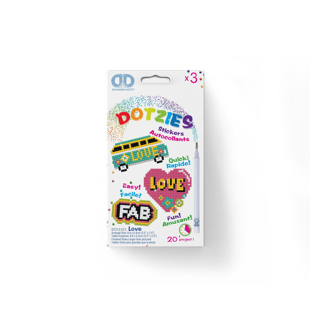 Diamond Dotz 3 Stickers Multipack - LOVE