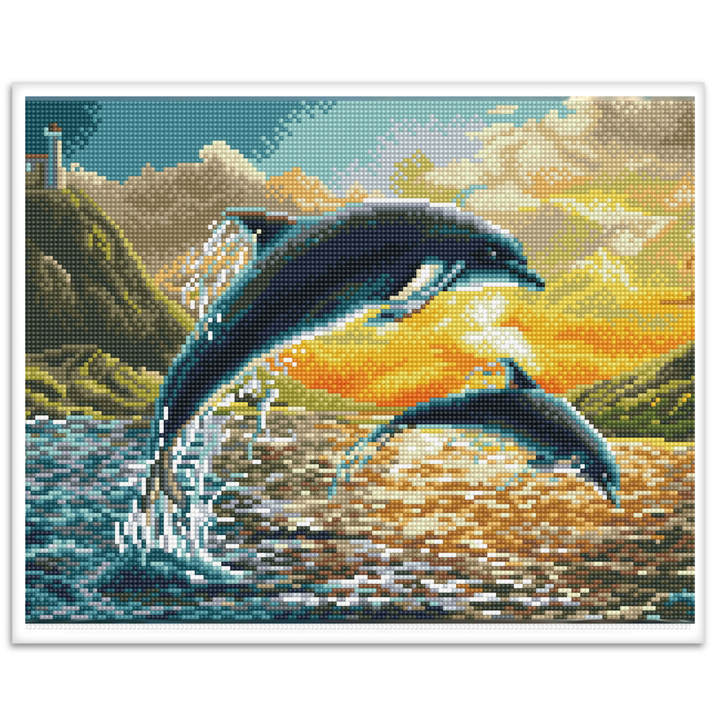 Diamond Dotz Dolphin Sunset Pre-Framed Kit - 16.5" x 12.4"