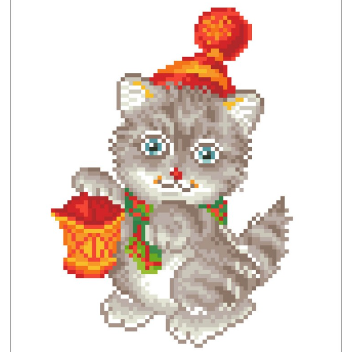 Diamond Dotz Christmas Kitten Glow - 9.8 x 9 in