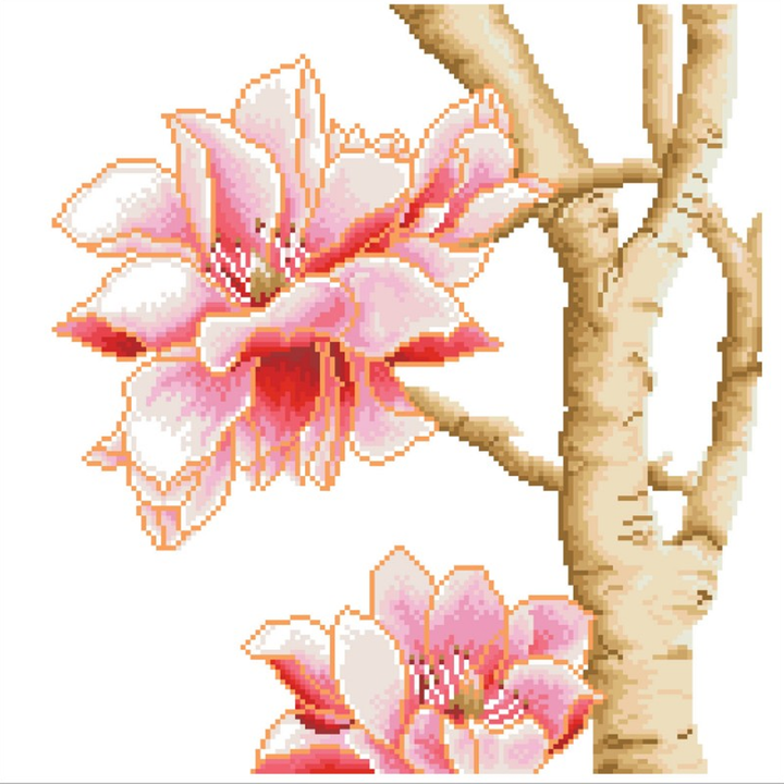 Diamond Dotz Magnolias on Blue 2 Pillow - 17.7 x 17.7 in