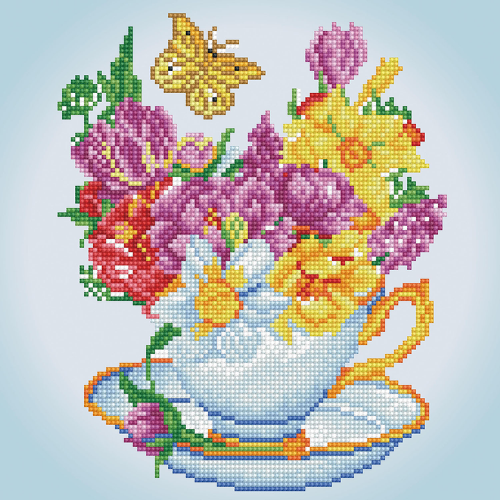 Diamond Dotz Springtime Cuppa - 6.3 x 6.3 in