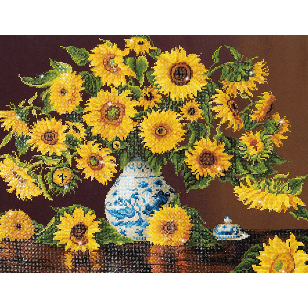 Diamond Dotz Sunflowers in a China Vase - 28 x 22 in