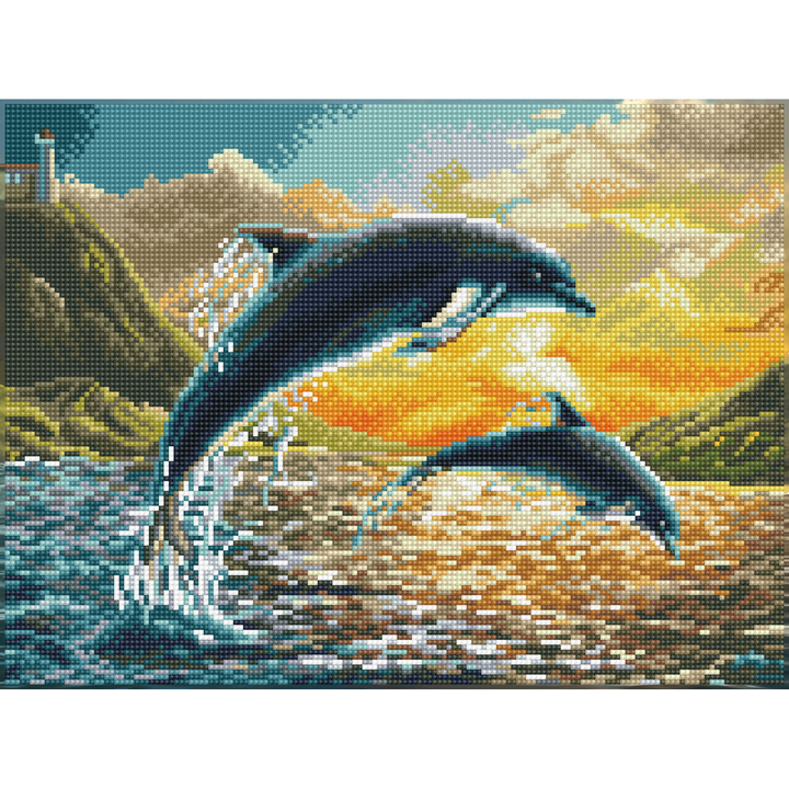 Diamond Dotz Dolphin Sunset - 12.4 x 16.54 in