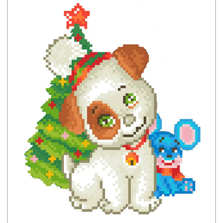 Diamond Dotz Christmas Pup & Mouse - 9.8 x 9 in