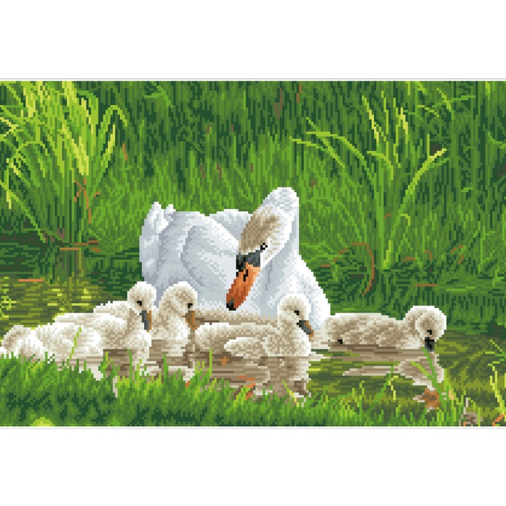 Diamond Dotz Mother Swan & Signets - 24.41 x 16.14 in