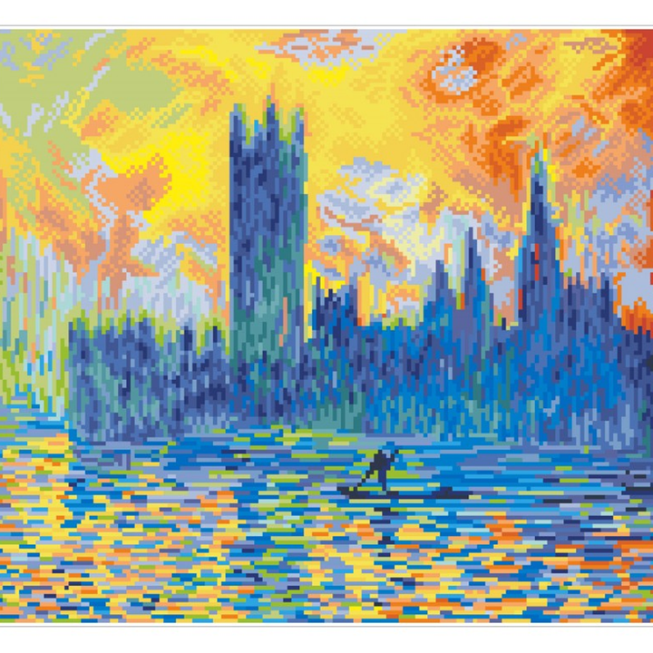 Diamond Dotz London Parliament In Winter (Après Monet) - 18.1 x 16.1 in