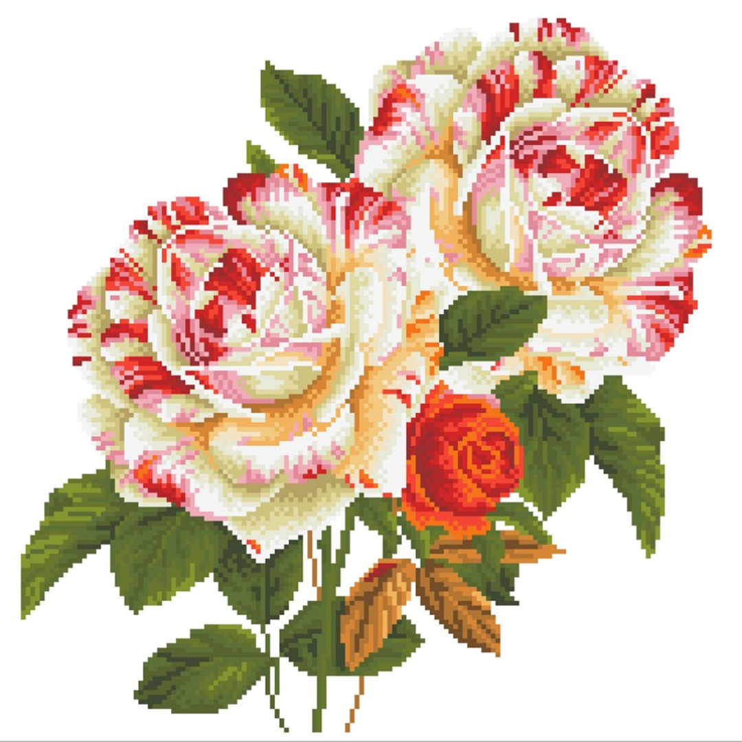 Diamond Dotz Camellia & Rose Bouquet - 17 x 17 in