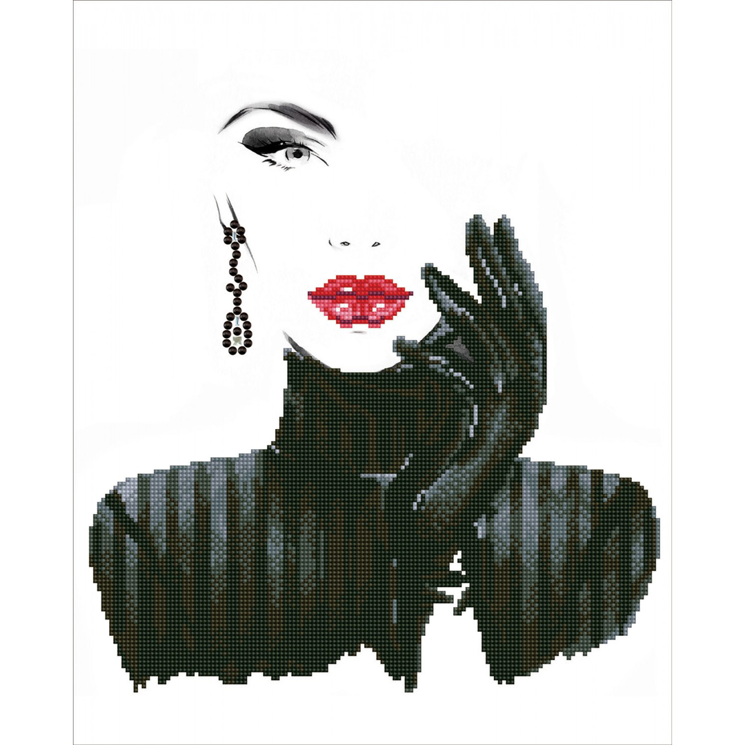 Diamond Dotz Lady in Black - 20.5 x 16.5 in