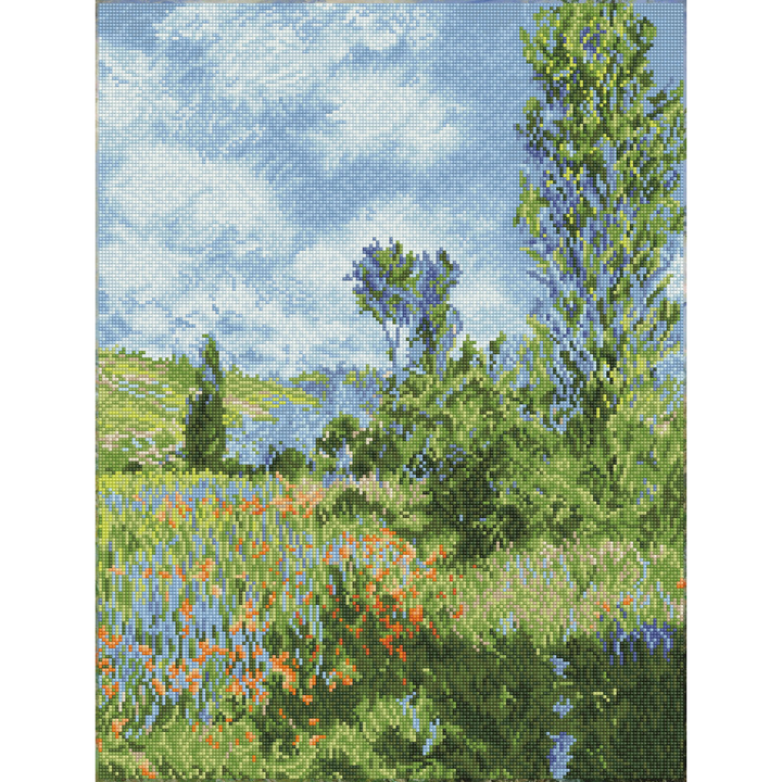 Diamond Dotz View of Vetheuil (après Claude Monet) - 25.98 x 19.69 in