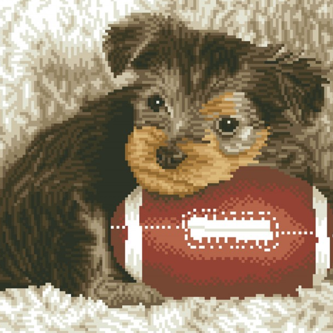 Diamond Dotz Footy Pup - Pre-Framed - 12.6 x 16.14 in