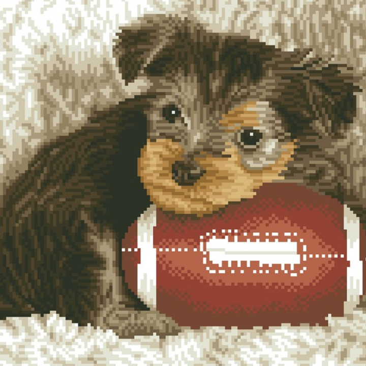 Diamond Dotz Footy Pup - Pre-Framed - 12.6 x 16.14 in