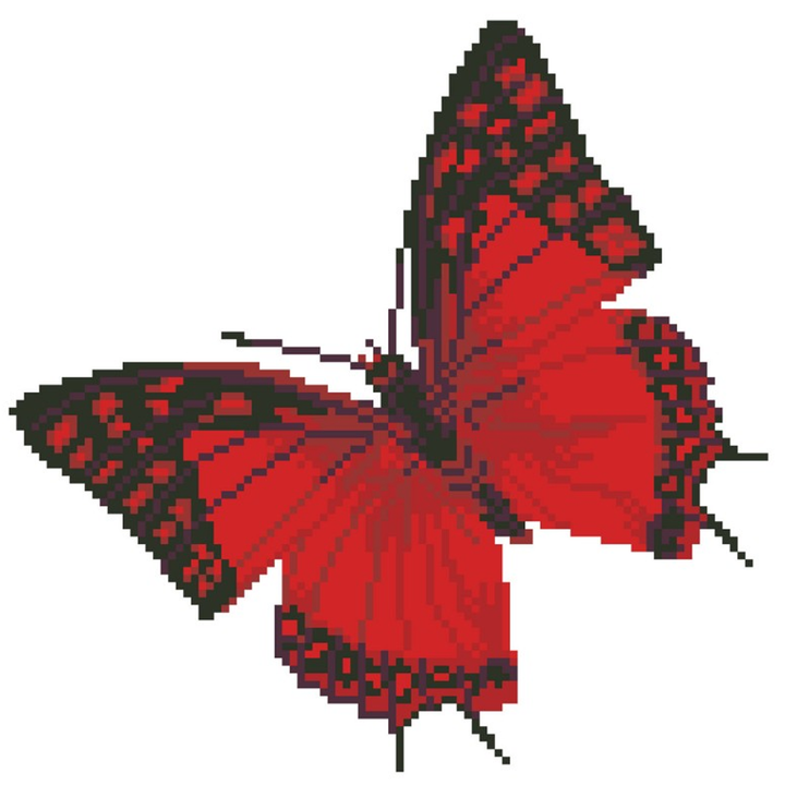 Diamond Dotz Flutter by Red with Frame - 12 x 12 in