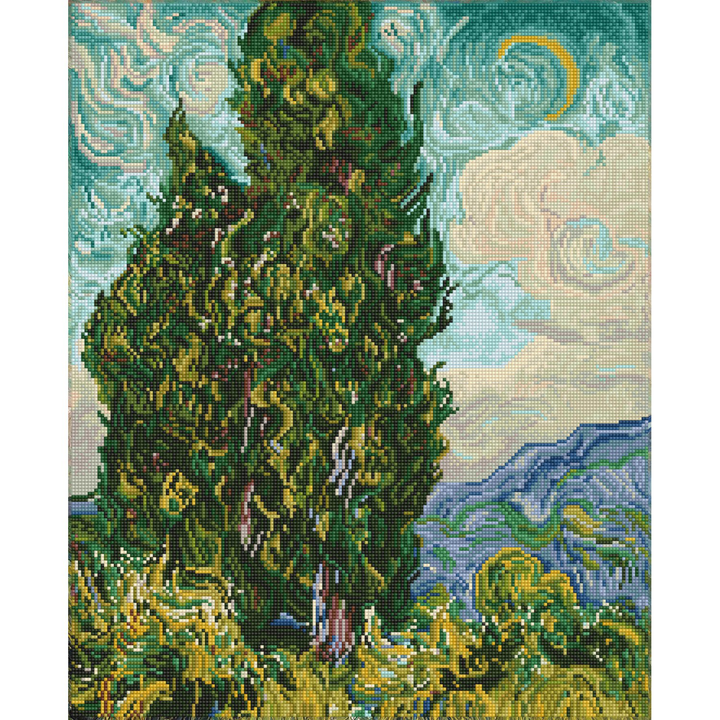 Diamond Dotz Cypresses (après Van Gogh) - 24.6 x 19.9 in