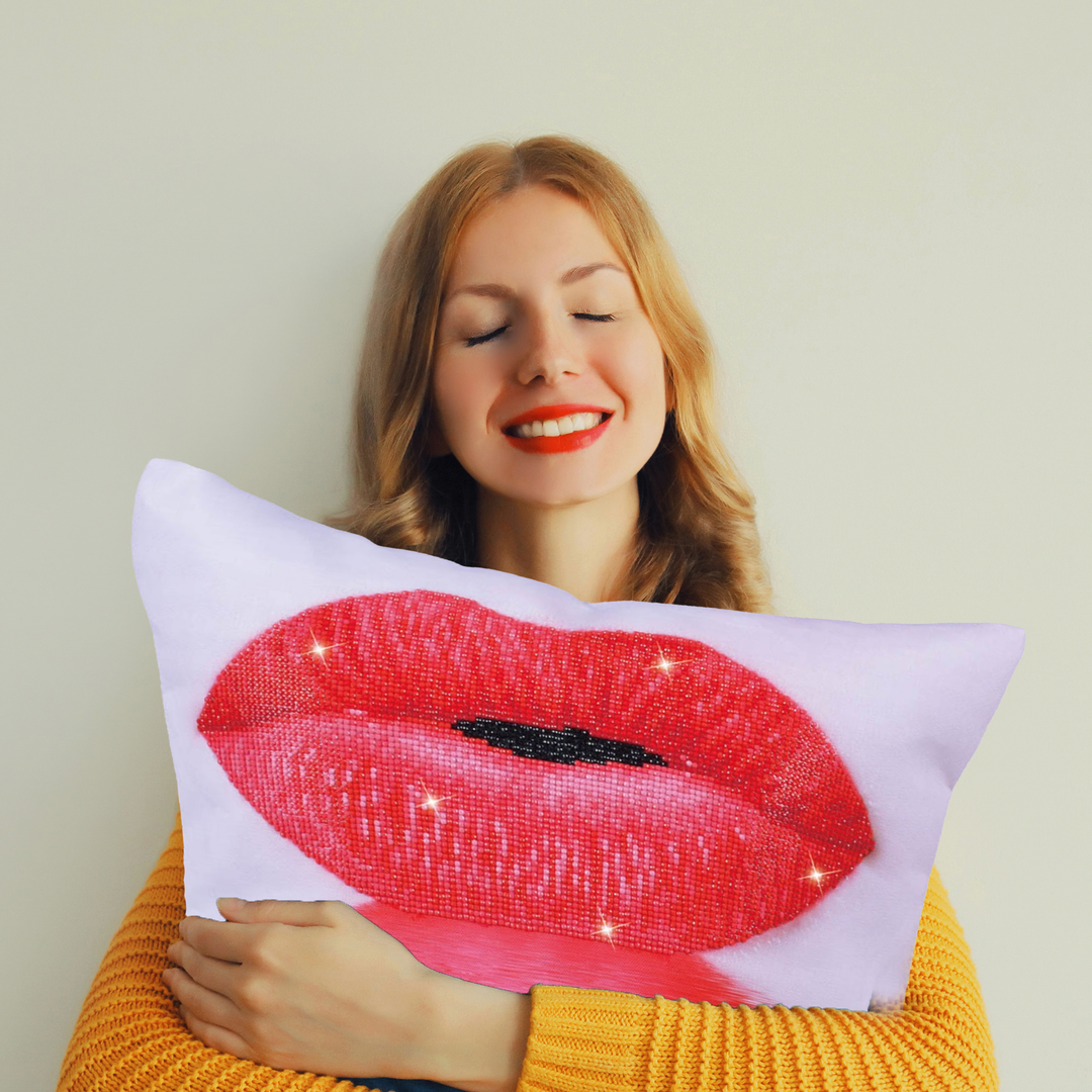 Diamond Dotz Hot Lips Pillow - 17.7" x 17.7"