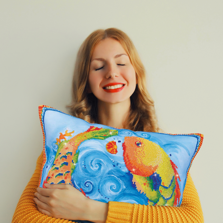 Diamond Dotz Dancing Fish Pillow - 17.7 x 17.7 in