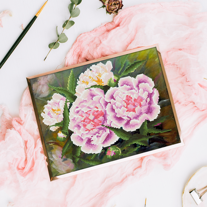Diamond Dotz Romantic Pink Peonies - 6.3 x 6.3 in