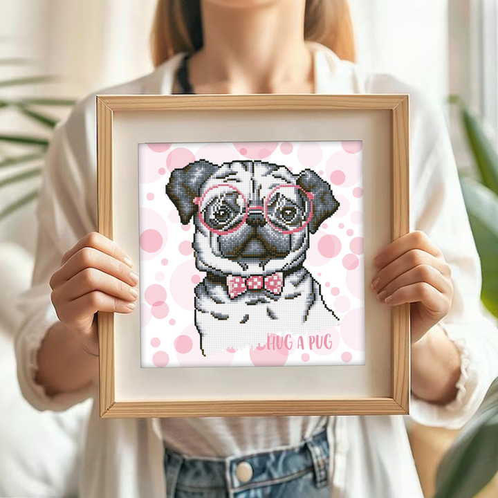 Diamond Dotz Hug A Pug with Frame - 16 x 12 in